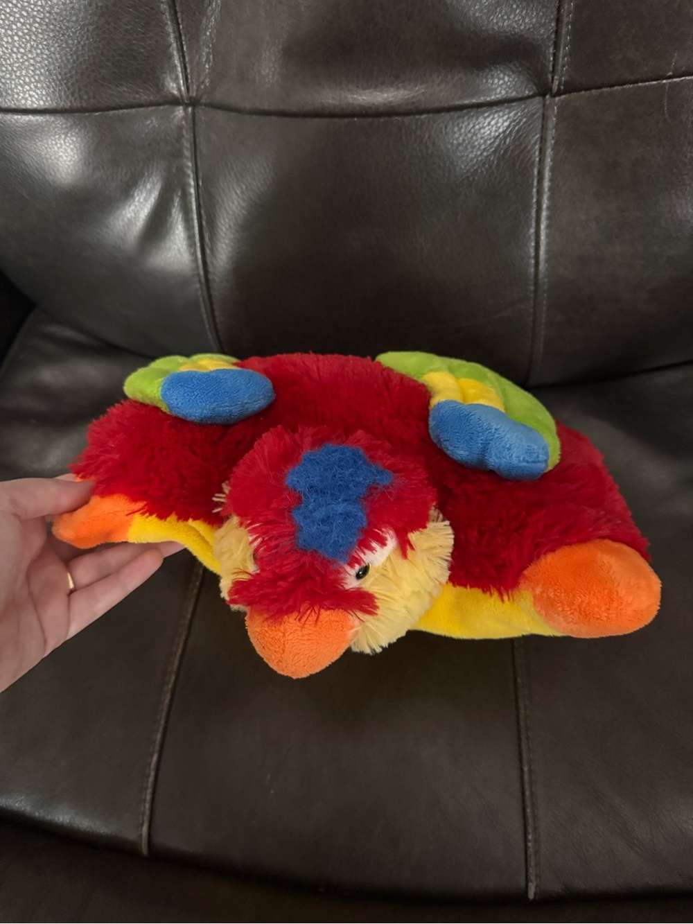 Pillow Pets Peewee Red Parrot Foldable Plush 11” Stuffed Animal Bird